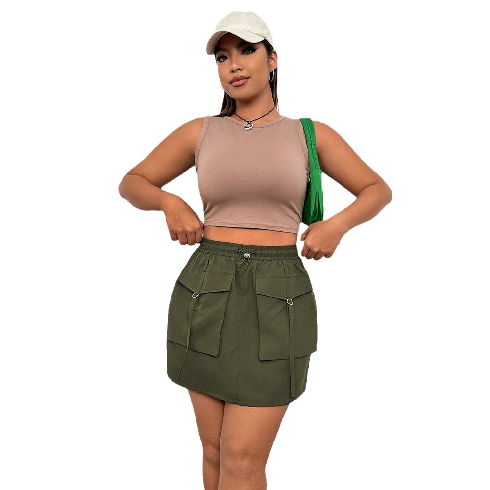 Large Size Womens Clothing Autumn and Winter New Item Ins Street Fashion Elastic Waist A-line Skirt Workwear Half Skirt