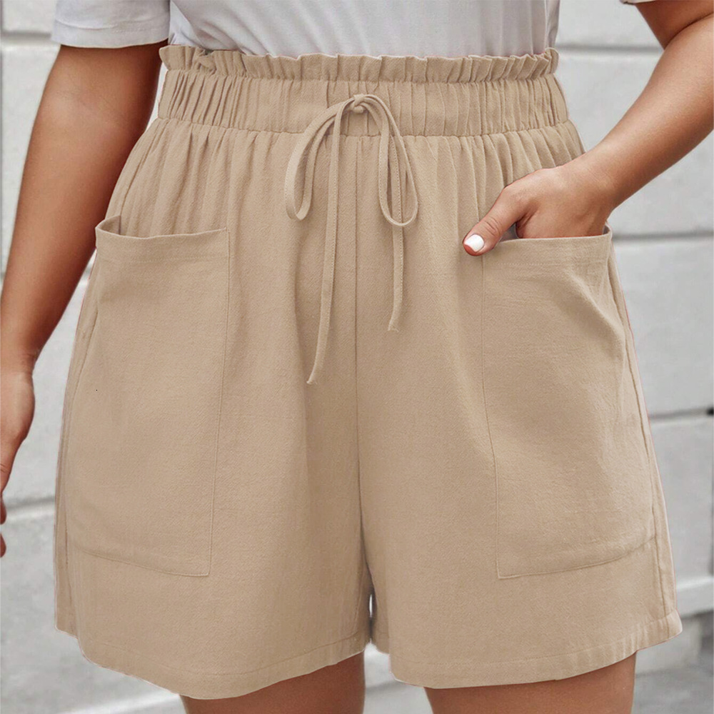 Womens Loose Spring New Korean Version Flower Bud Pants Oversized Wide Leg Drawstring Workwear Shorts