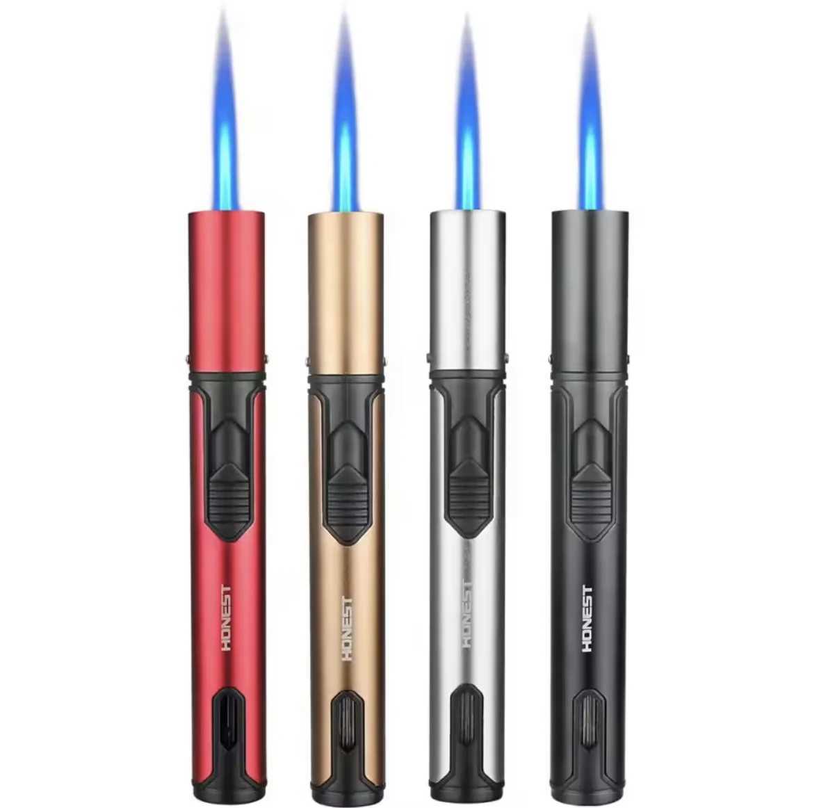 HONEST Gas Lighter Jet Butane Cigar Lighter Windproof Kitchen Tube Barbecue Metal Jewelry Welding Lighter Outdoor Gadgets ForMenT250517
