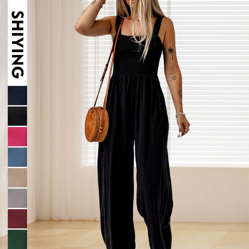 Wide Leg Jumpsuit Shi Ying High Waist For Women S Summer New Sleeveless Off Shoulder Knitted Wide Leg Long Pants Jumpsuit