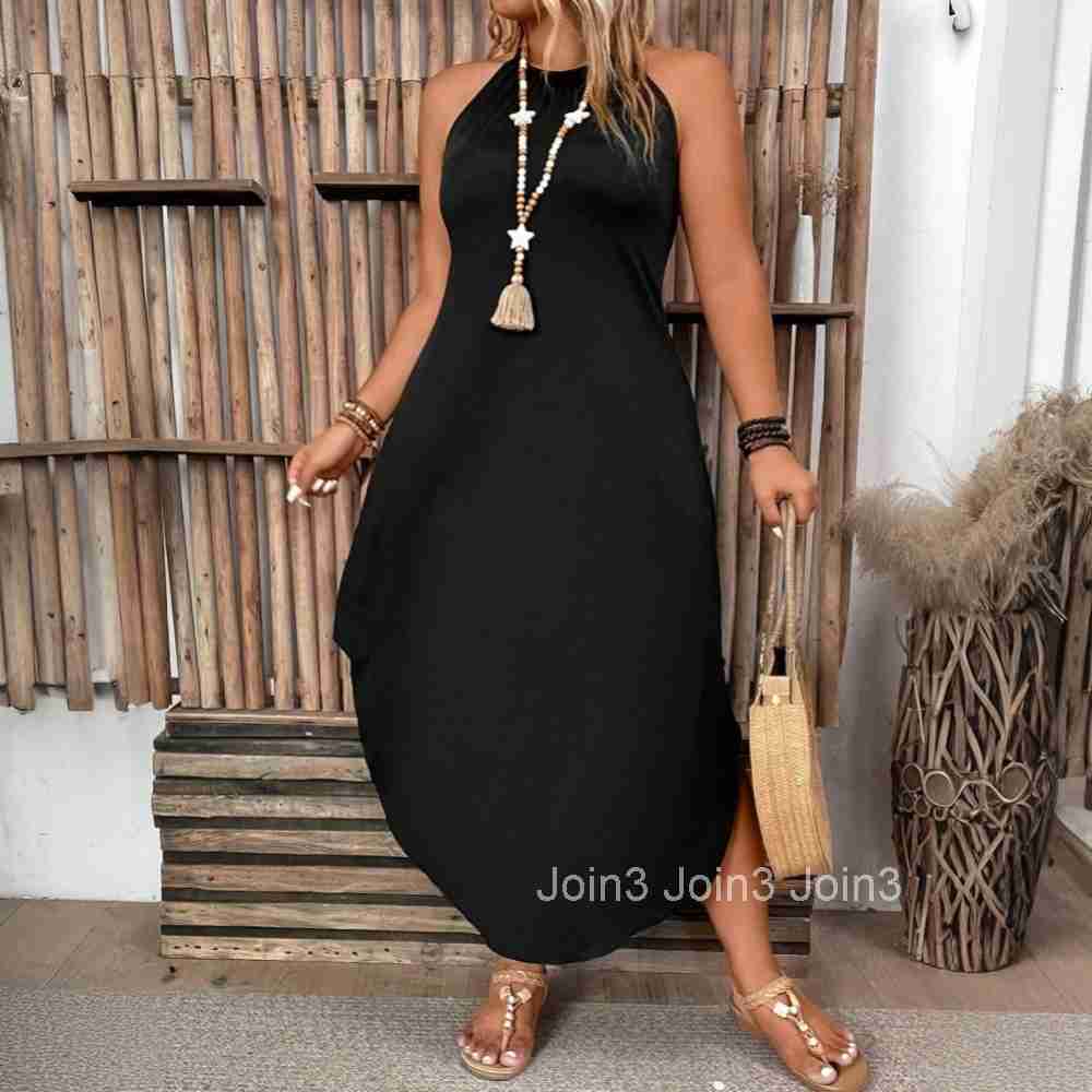 2025 Plus Size Womens Simple and Elegant Style Dress Spring and Summer New Style Loose and Slimming Mid Length Skirt