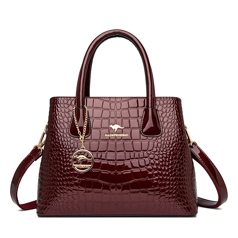 Free shipping 2025 Hot Sale Croc-Pattern Shoulder Bag - Shiny Designer Handbag for Women