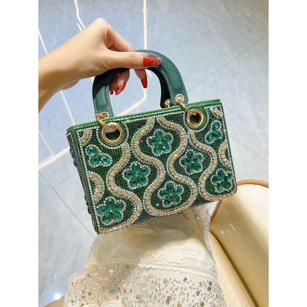 Handmade Light Evening Handbag Shoulder Crossbody Dinner Shiney Decoration Fashion Women Party Bag