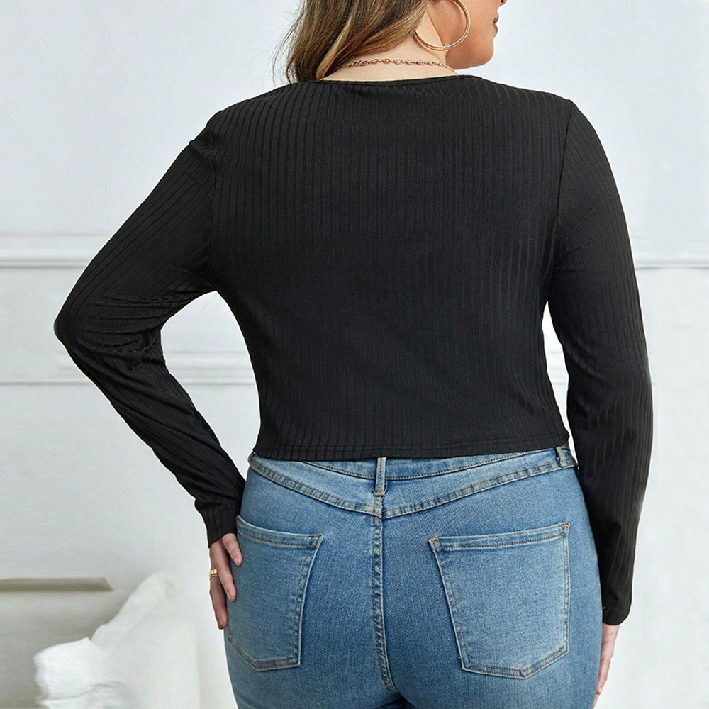 Large Size Womens Clothing Autumn and Winter New Item Slim Fit Round Neck Sexy Hollow Out Long Sleeved T-shirt Versatile Top