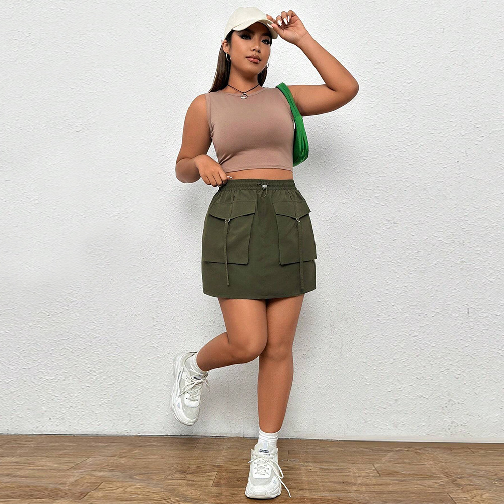 Large Size Womens Clothing Autumn and Winter New Item Ins Street Fashion Elastic Waist A-line Skirt Workwear Half Skirt