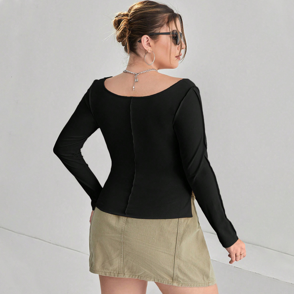 Oversized Womens Instagram Trendy T-shirt Autumn/winter Long Sleeved Fashionable Slim Fit Base Top