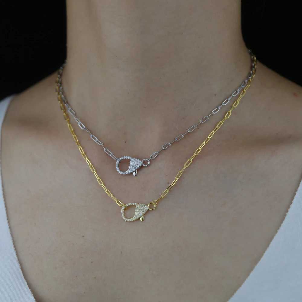 100% 925 Sterling Silver Classic Clear Cz Paved Lobster Charm Choker Jewelry Summer For Wen Fashion Lobster Pendant Necklace X2505161