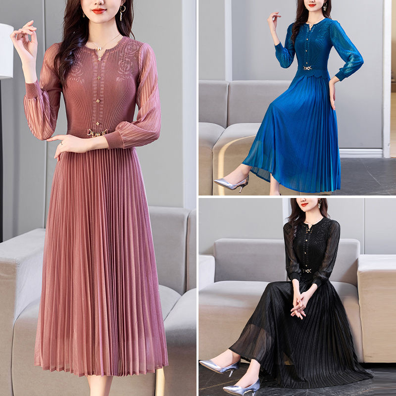 2025 Temperament New Large Size Women's Wear Waist Slimming Dress Fashion Medium Length Dress D02367