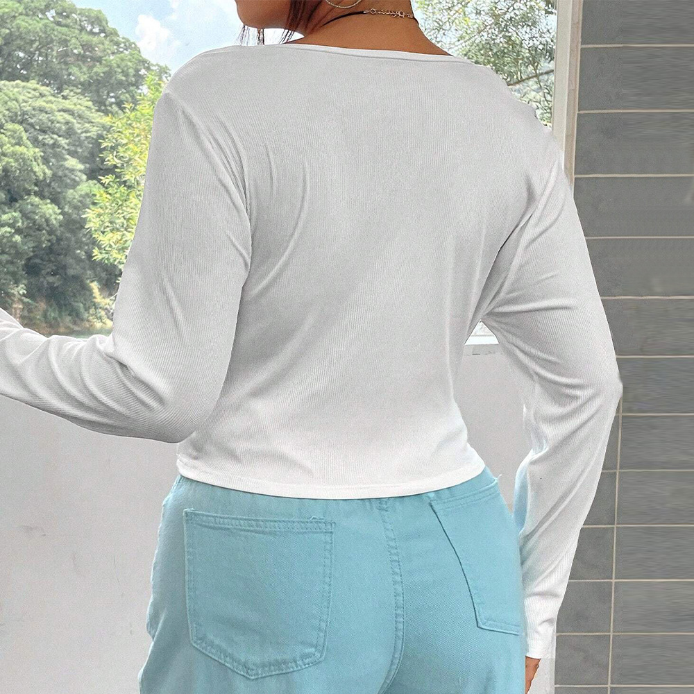 Large Size Womens Clothing Autumn and Winter New Item Slim Fit Elastic Knitted Long Sleeved T-shirt Casual Versatile Top