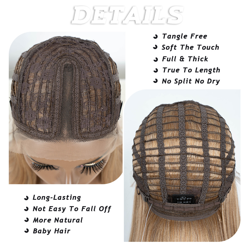 Rebecca Fashion Synthetic Front Straight Short Bob 12 Inch Ombre Blonde Colorful For Women Cosplay Wigs Middle Part Lace Wig