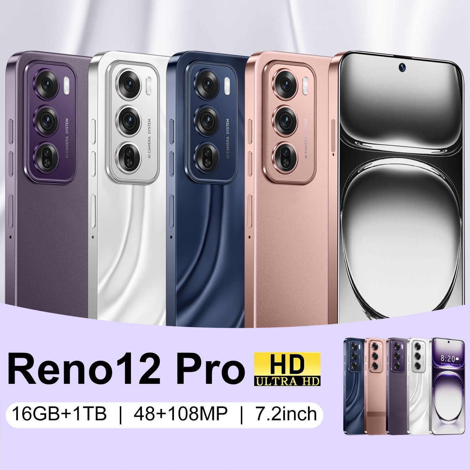 New Reno12 Pro 16+1TB Perforated Screen Android Smart Large Screen Phone R250516
