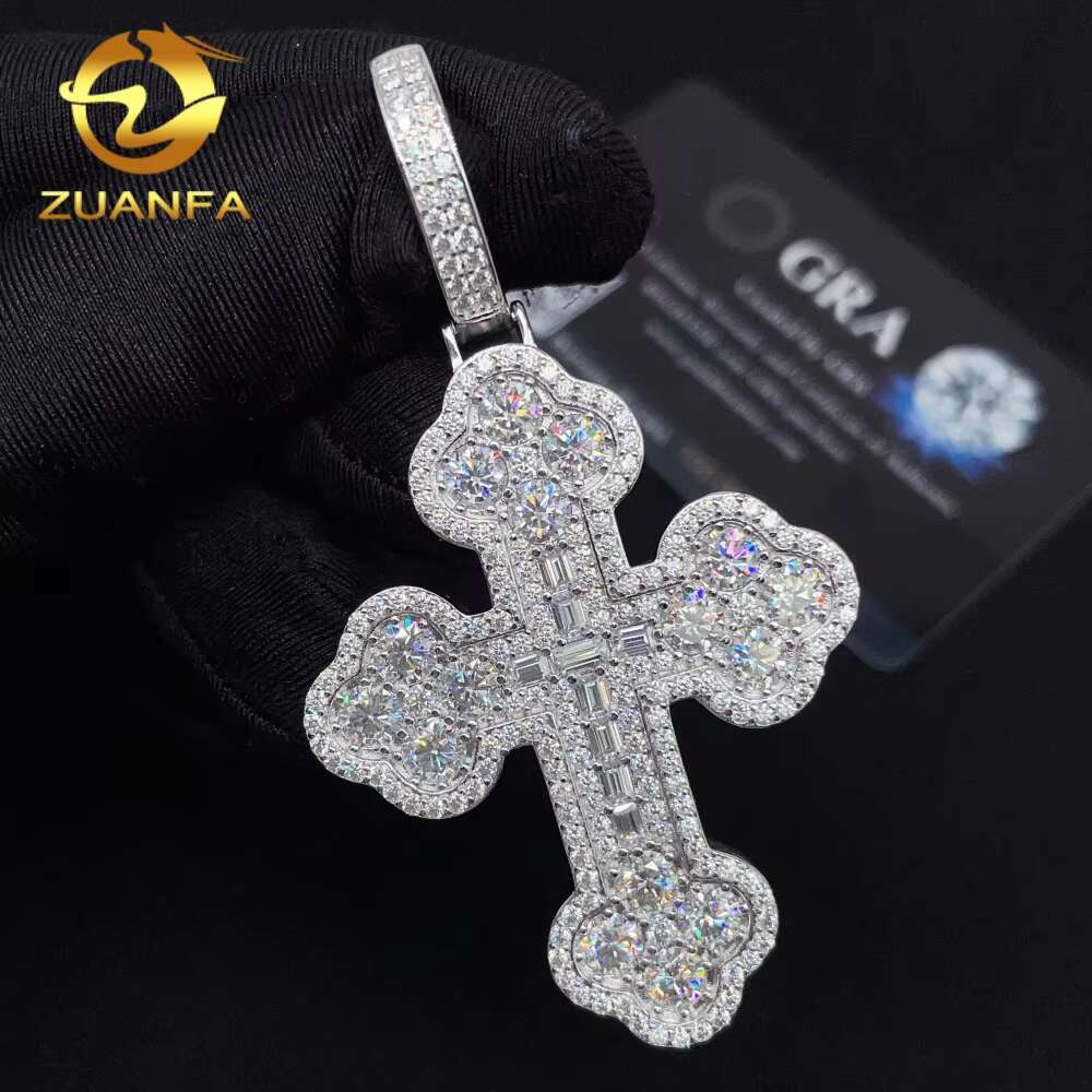 All Pass Diamond Tester Hip Hop Jewelry New Design GRA Certified 925 Sterling Silver VVS Moissanite Cross Iced Out Pendant