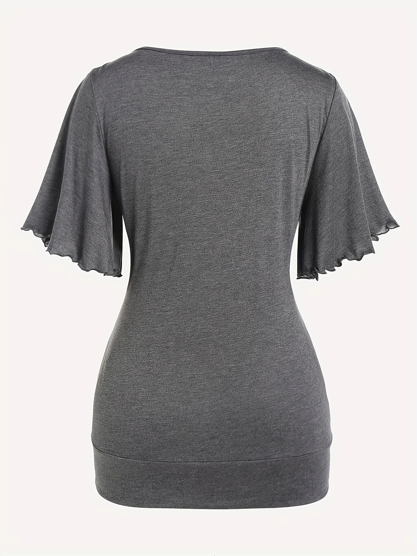 European and American hit fashion womens pleated chain embellished Vneck plussize Tshirt top 250514