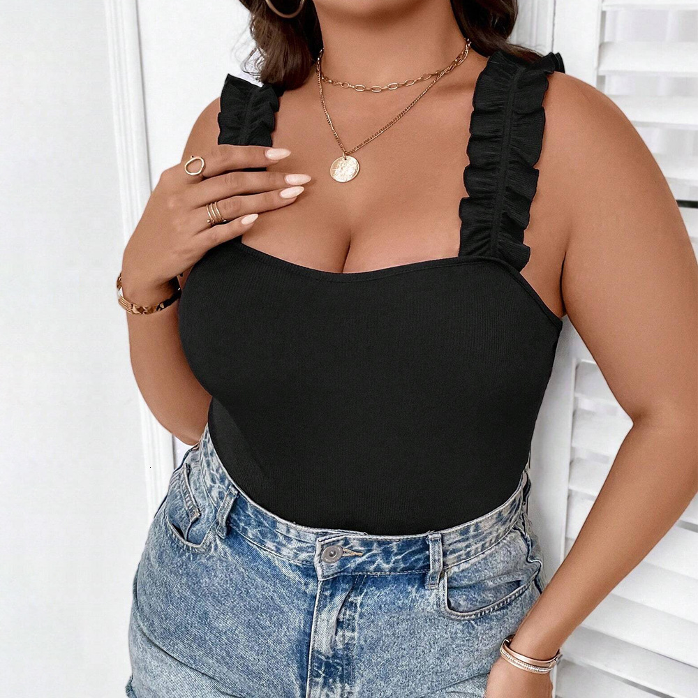 Spring/summer Plus Size Womens Ruffled Slim Fit and Slimming Temperament Sexy Suspender Jumpsuit