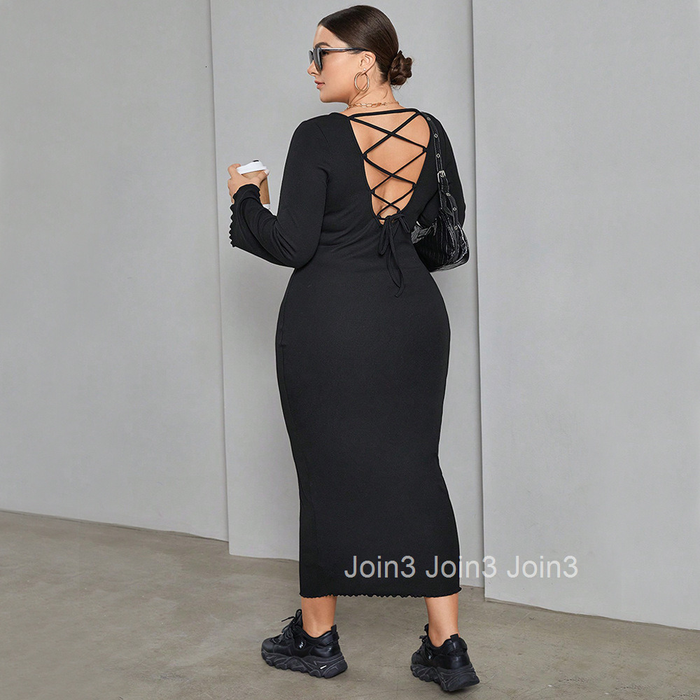 Large Womens Clothing Autumn and Winter Fashion Knitted Long Skirt Niche Design Sense Sexy Backless Dress