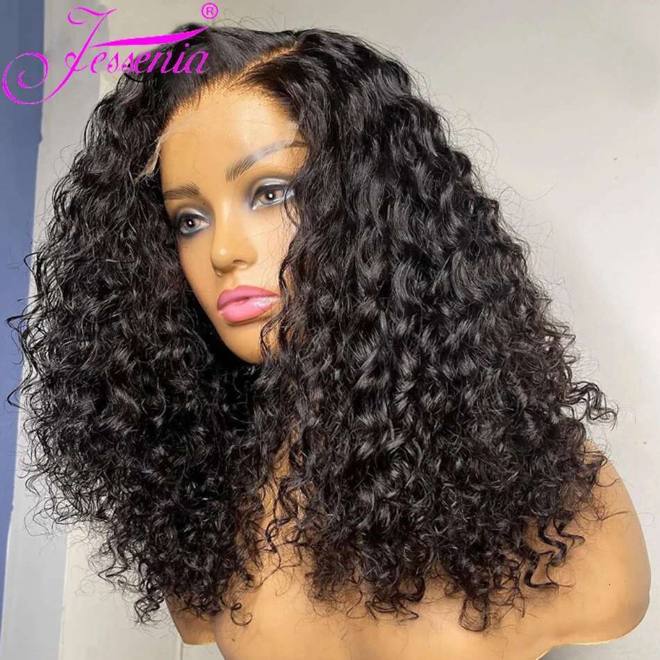 12A Brazilian Loose Water Wave Wet And Wavy Lace Frontal Human Hair HD Transparent Curly Bob Glueless Wigs For Black Women