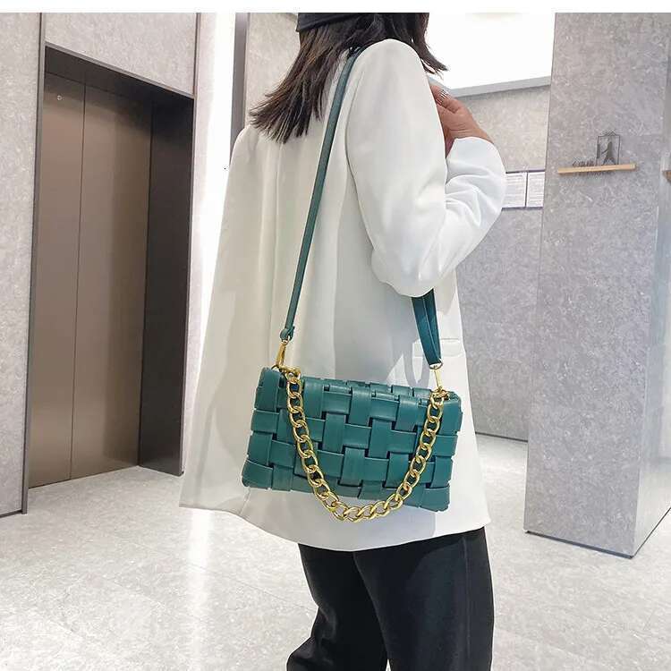 Weave Women's Clutches Chain Design Shoulder Bags Small PU Leather Crossbody Bags For Women Handbag Ladies Sling Bag