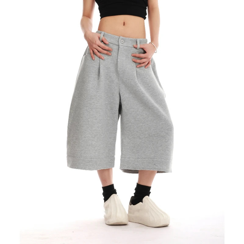 Vintage American Solid Casual Womens Sweatpants Allmatch Summer 2025 Fashion Sevenpoint Pants Simple Trousers 250506
