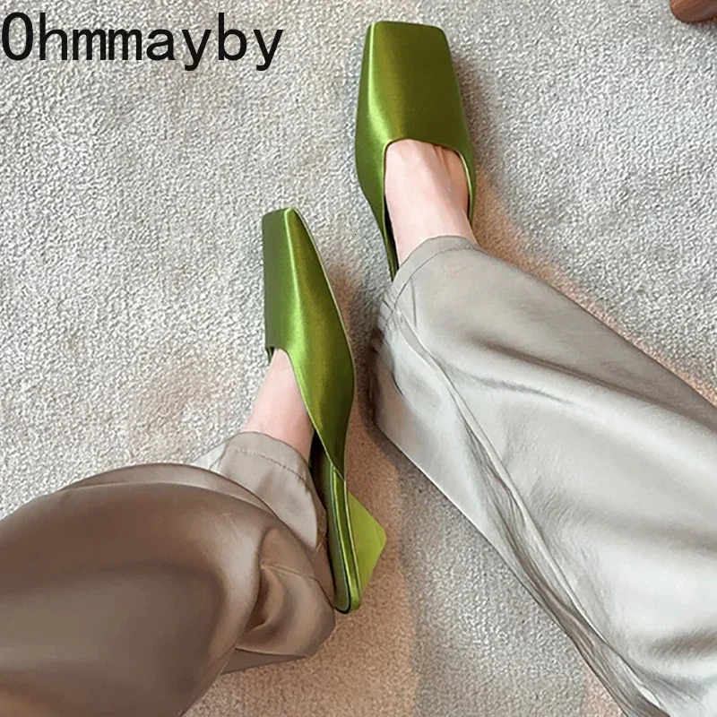Spring Summer Cover Toe Women Muels Slippers Fashion Shallow Slip On Party Dress Ladies Slides Shoes 250514