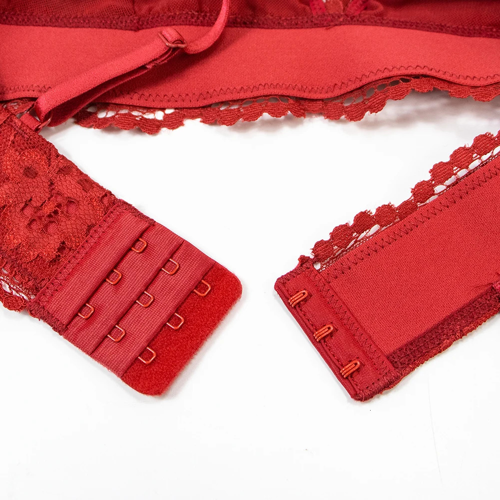 Varsbaby Lace Bra Sets for Women Non-padded Bra Panty Garter Stockings Summer Underwear Lingerie Sexy 250515