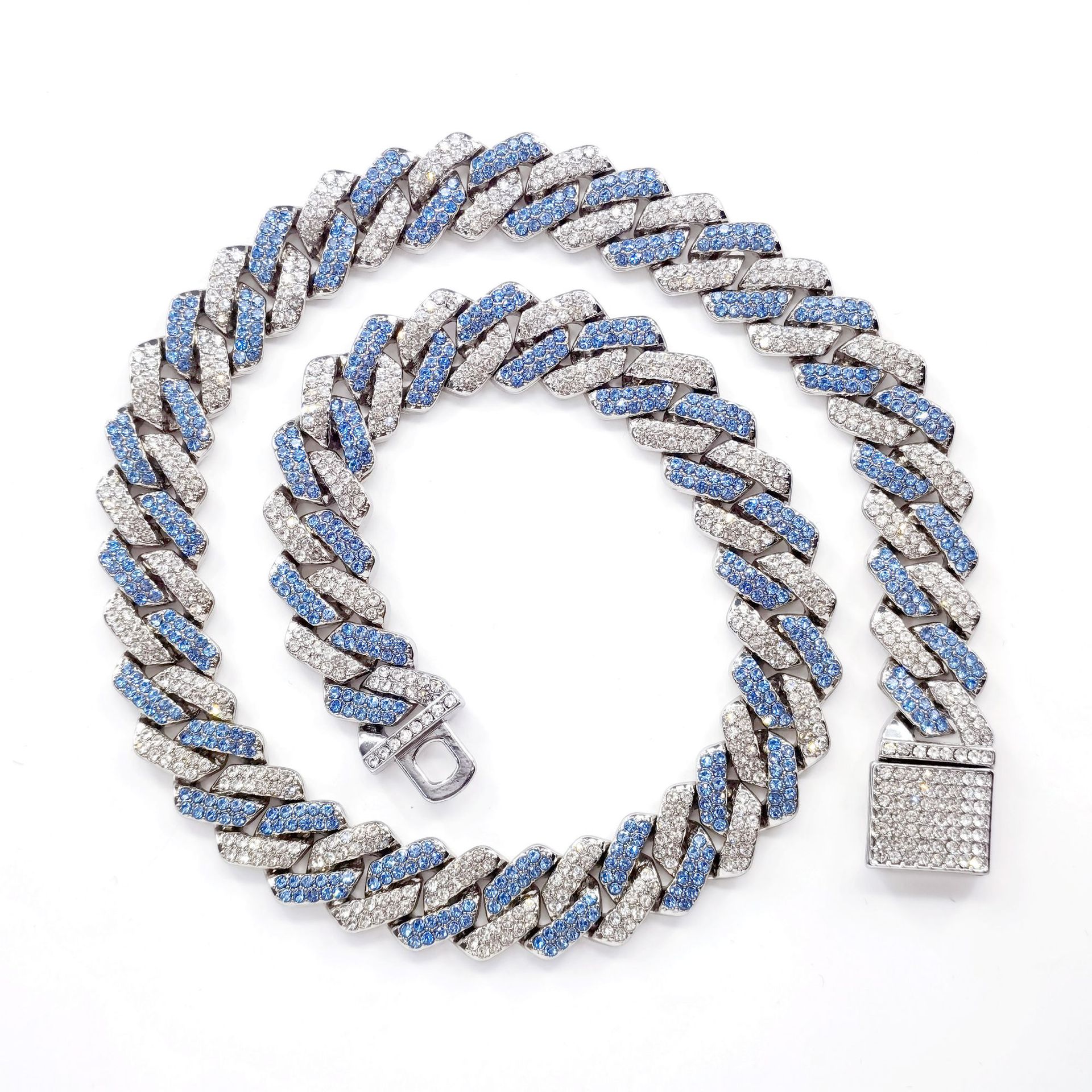 High-Quality 14mm Full Diamond Cuban Link Necklace for Men - Hip Hop Style Chain - Wholesale Cross-border Fashion Jewelry