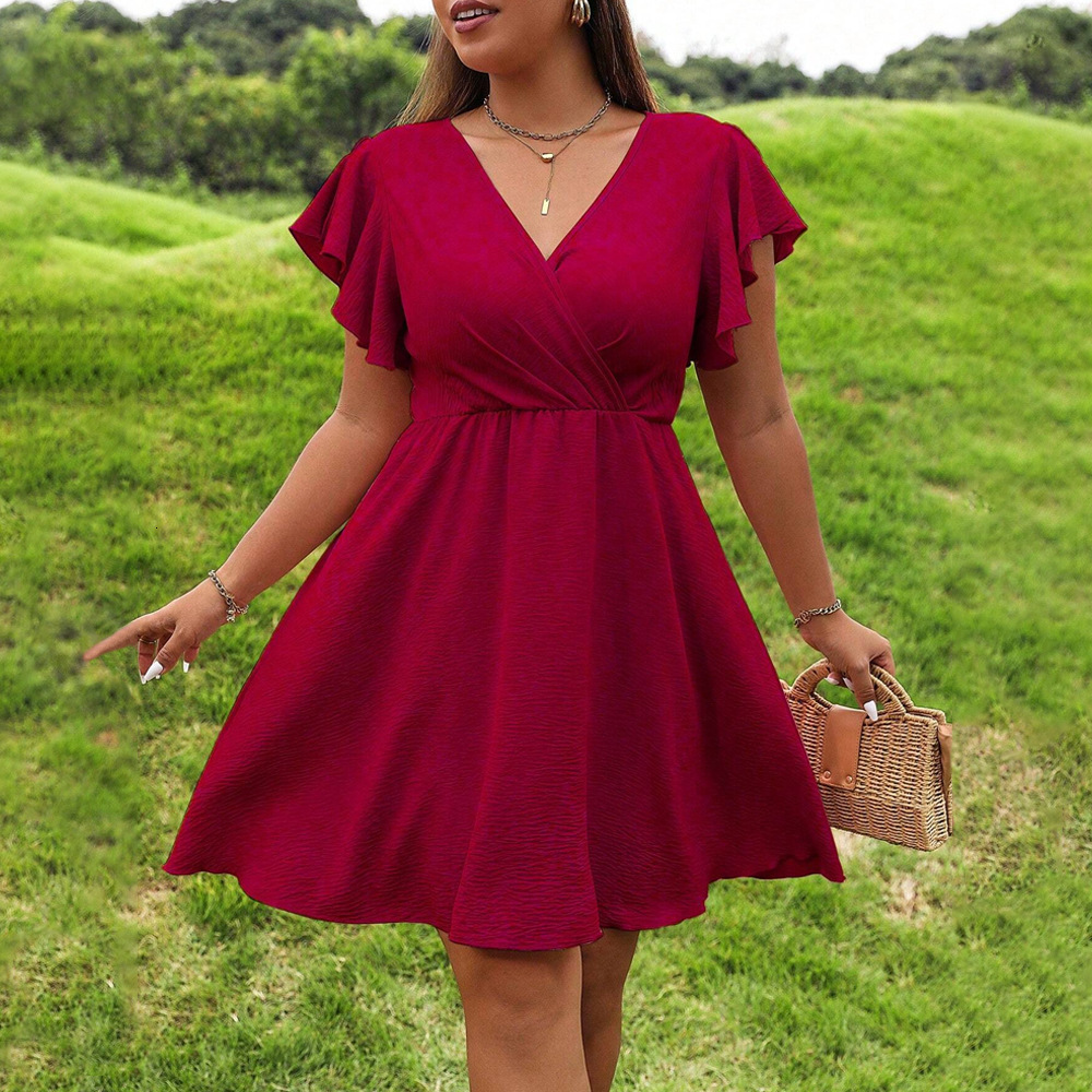New Elegant High-end Womens Dress with Lantern Sleeves and V-neck Bridesmaid Dress French Dress