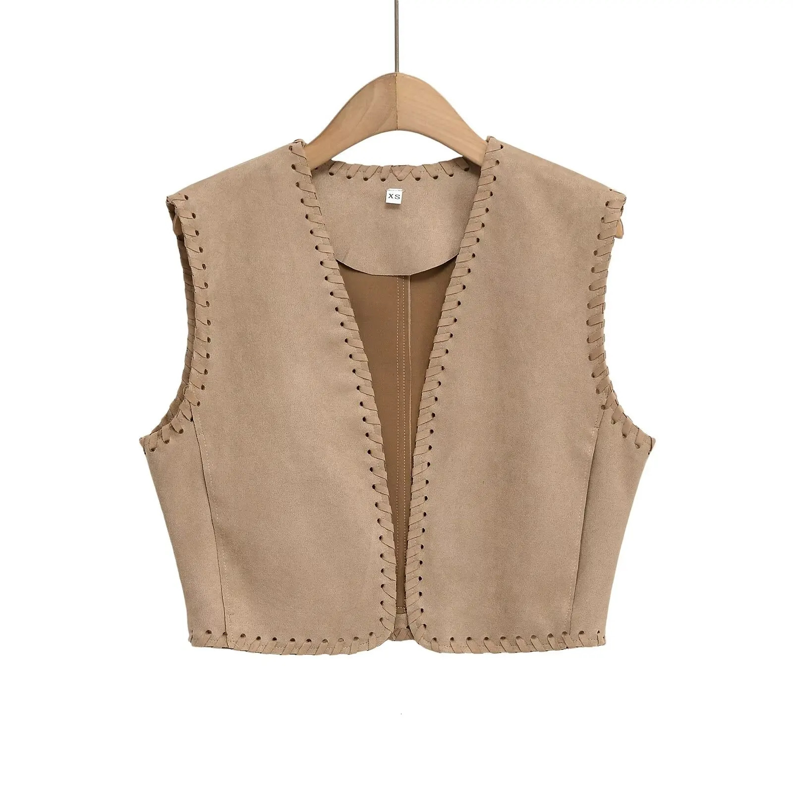 European and American style 2025 n suede texture buckless fashion versatile vest 250506