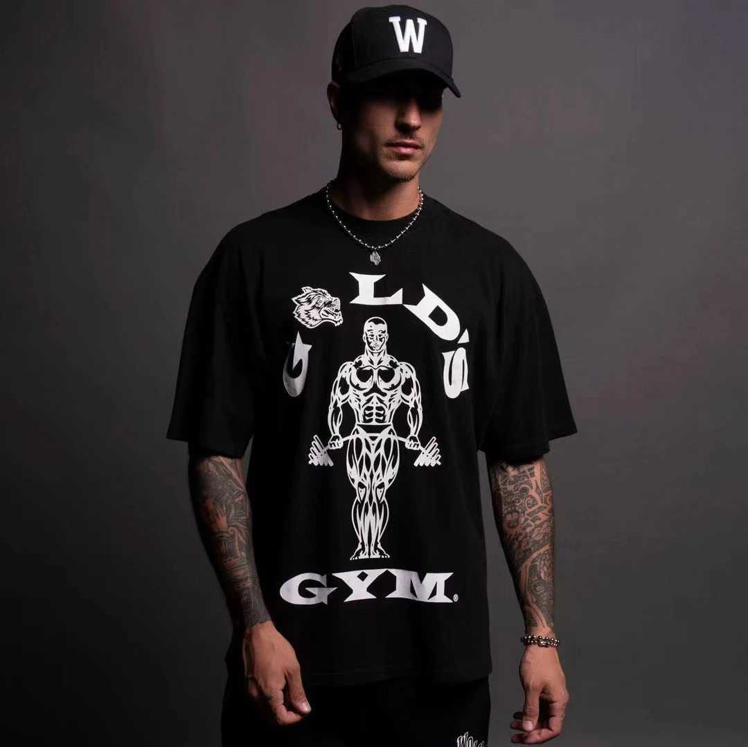 wolfhead GOLDS GYM short-sleeved mens and womens ins sporty casual loose printed cotton T-shirt X250516