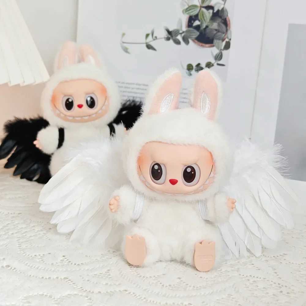 Labubu Black/White Wearable Feather Wings Dolls Clothes Outfit Accessories for 15-17cm DIY Mini Dolls Clothing Girl Gift Z250516