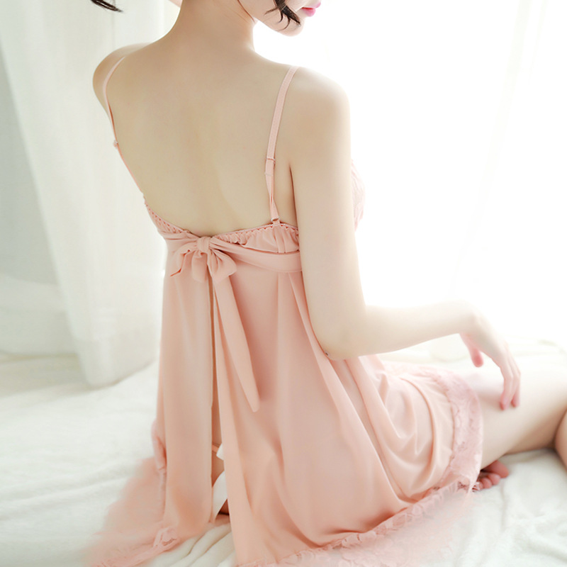 DJ6290 Summer Women's Temptation Set Perspective Sexy Pajamas Hollow Suspender Nightdress