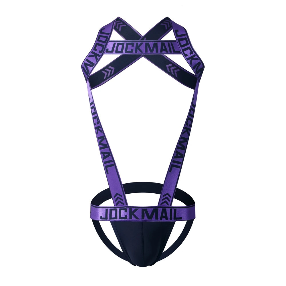 Sexy Lingerie Mens Harness Chest Bodysuit Hollow Out One-piece Jockstrap Leotard Contrast Color Bulge Pouch Bodysuit Underwear 250515