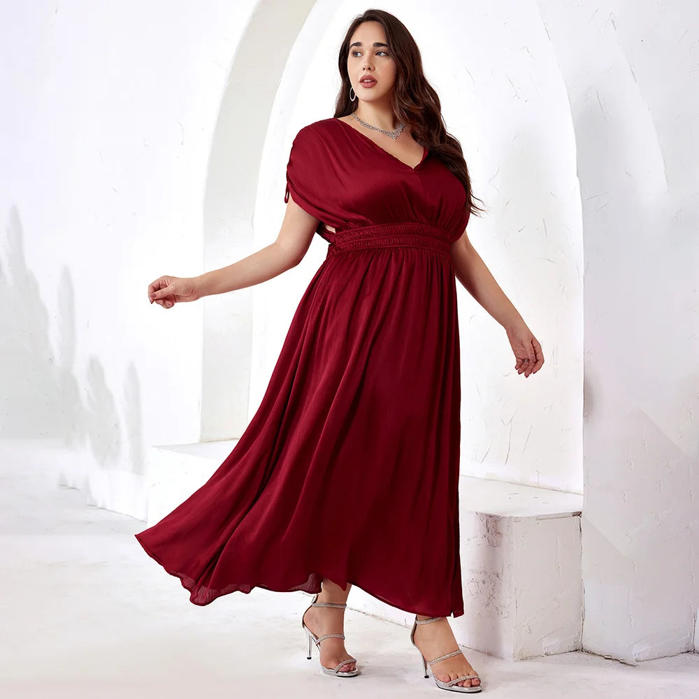 Womens Plus Size Evening Dresses Summer Oversize Red Formal Occas Long Dress Female Large Elegant Prom 250506