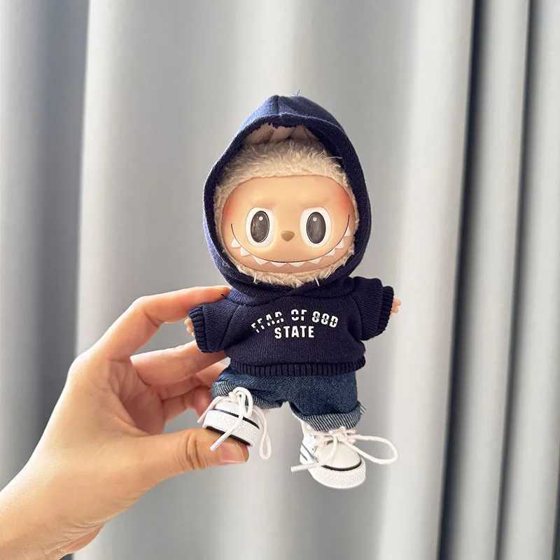 Labubu 17cm Clothes II Idol Dolls Sitting Par The Monster Outfit Accessories Clothing DIY Kids Gift Hoodie And Jeans EM03A Z250516