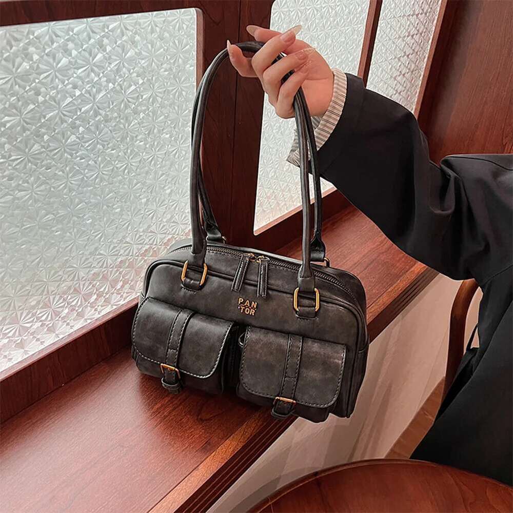 Spacious Boston Tote Bag Women in PU Leather with Multi-Pockets for Travel and Daily Use Classic Handbag