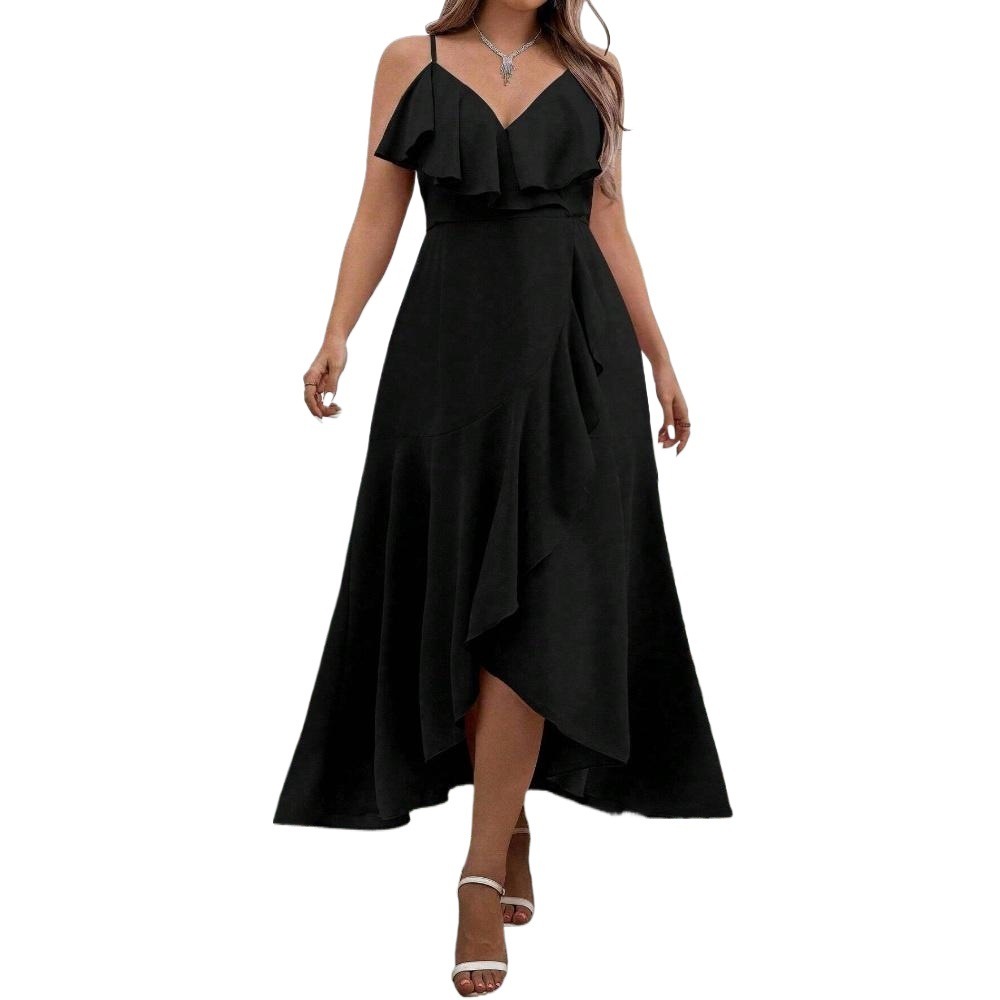 2025socialite Style Dress for Spring and Summer New Sleeveless Suspender Design Mid Length Skirt