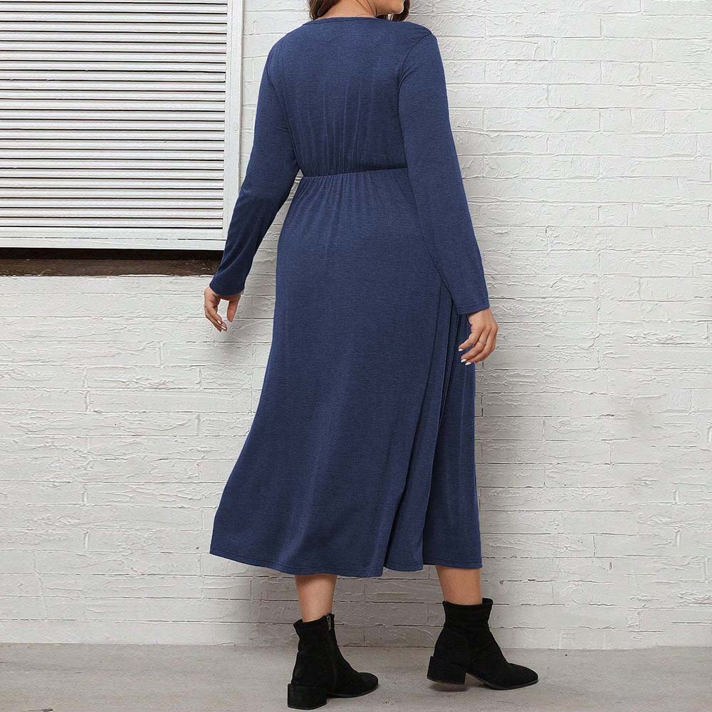 Plus Size Womens Simple and Elegant Style Dress Versatile Autumn and Winter Fashion Commuting Mid Length Skirt