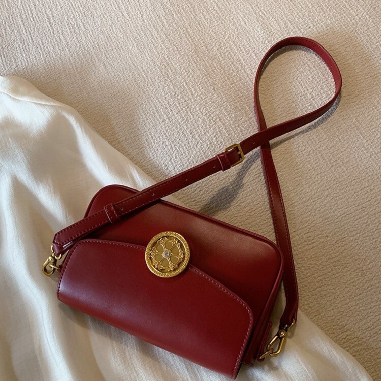 2025S Designer Palace Museum Culture Series Round Shadow Small Square Red Single Shoulder Women Underarm Crossbody Bag