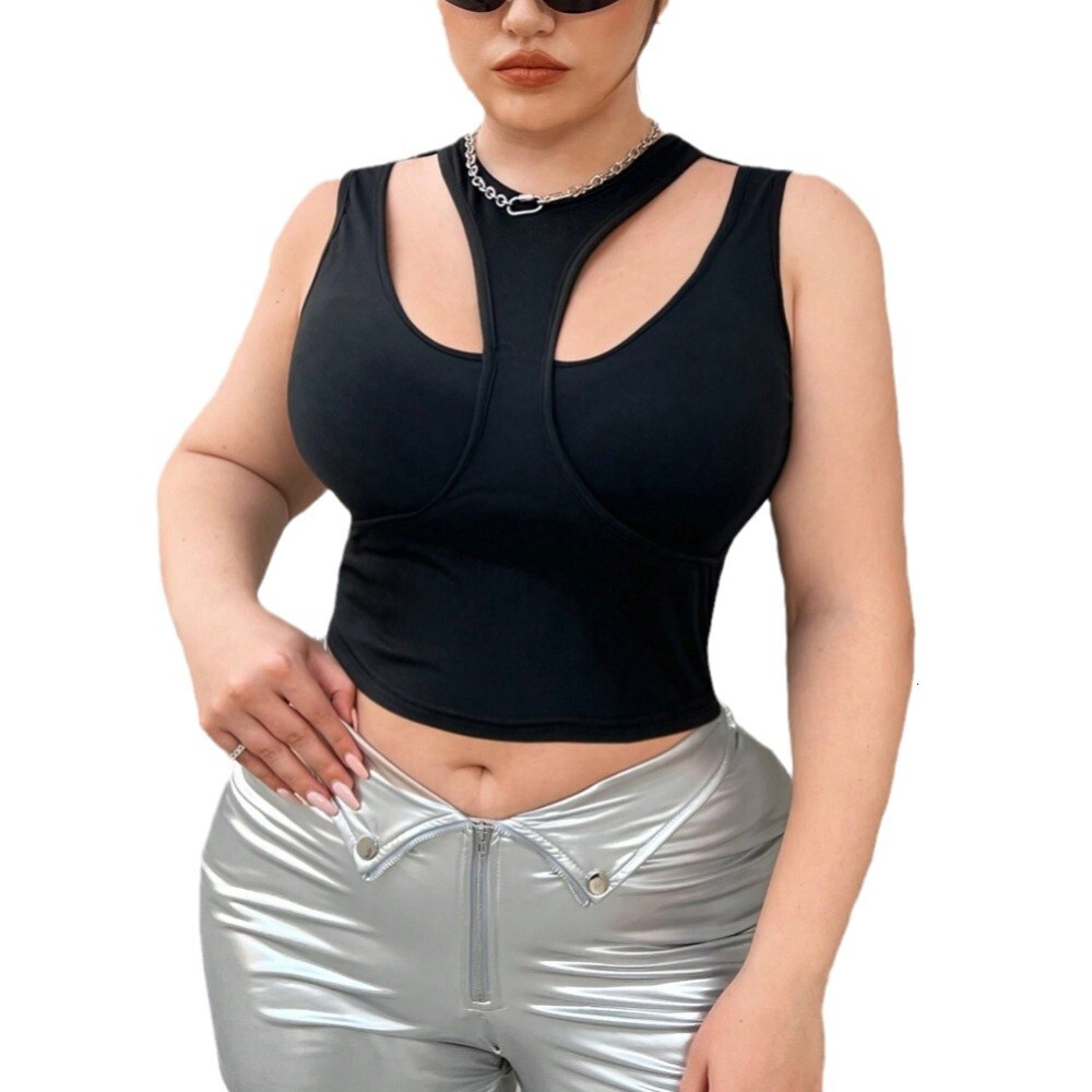2025 Plus Size Womens Spring and Summer New Item Ins Trendy T-shirt Slim Fit and Slimming Fake Two-piece Top