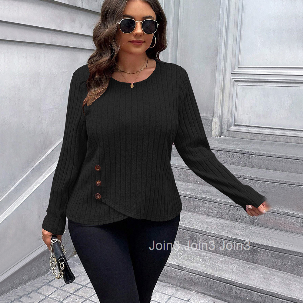 Plus Size Womens Fashion Simple T-shirt Autumn and Winter New Versatile Commuting Slim Fit Interior Top