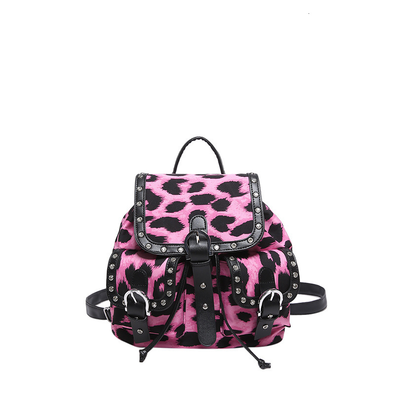 2025S designer leopard print fashion trend large capacity handbag shoulder bag women autumn and winter new style personalized niche backpack