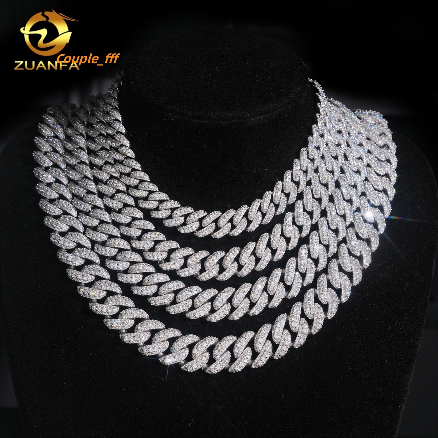 Pass Diamond Tester Hot Selling 925 Sterling Silver 13mm 15mm 16mm 18mm Iced Hip Hop Moissanite Cuban Link Chain