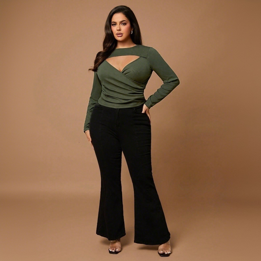 Large Size Womens Elegant and Intellectual T-shirt Autumn and Winter New Slim Fit and Versatile Top