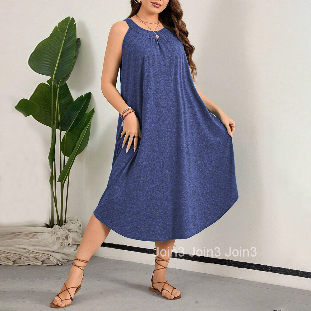 Large Size Womens Sleeveless Beach Dress Seaside Vacation Style Casual Temperament Skirt Childrens