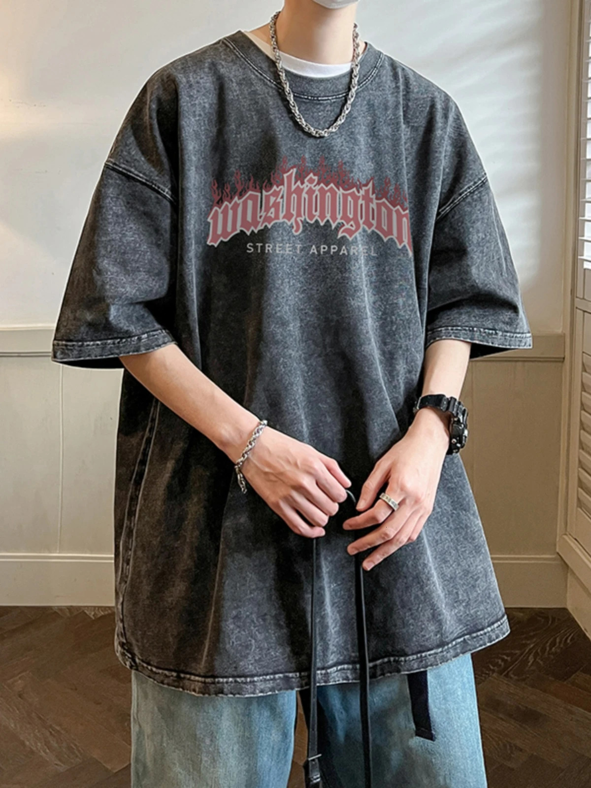 Black Gothic Style Fashion Top Plus Size Vintage Street Hip Hop Short Sleeve 2024 Summer Allmatch Big Tshirts 250514