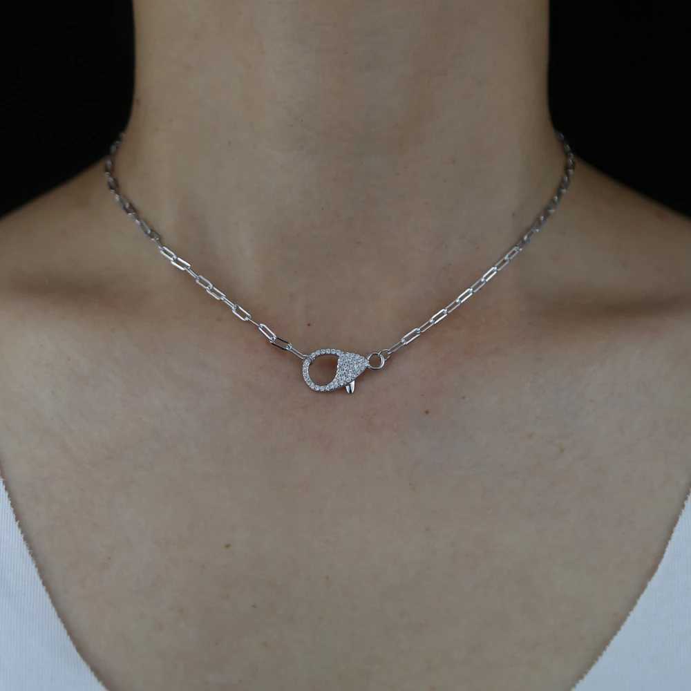 100% 925 Sterling Silver Classic Clear Cz Paved Lobster Charm Choker Jewelry Summer For Wen Fashion Lobster Pendant Necklace X2505161