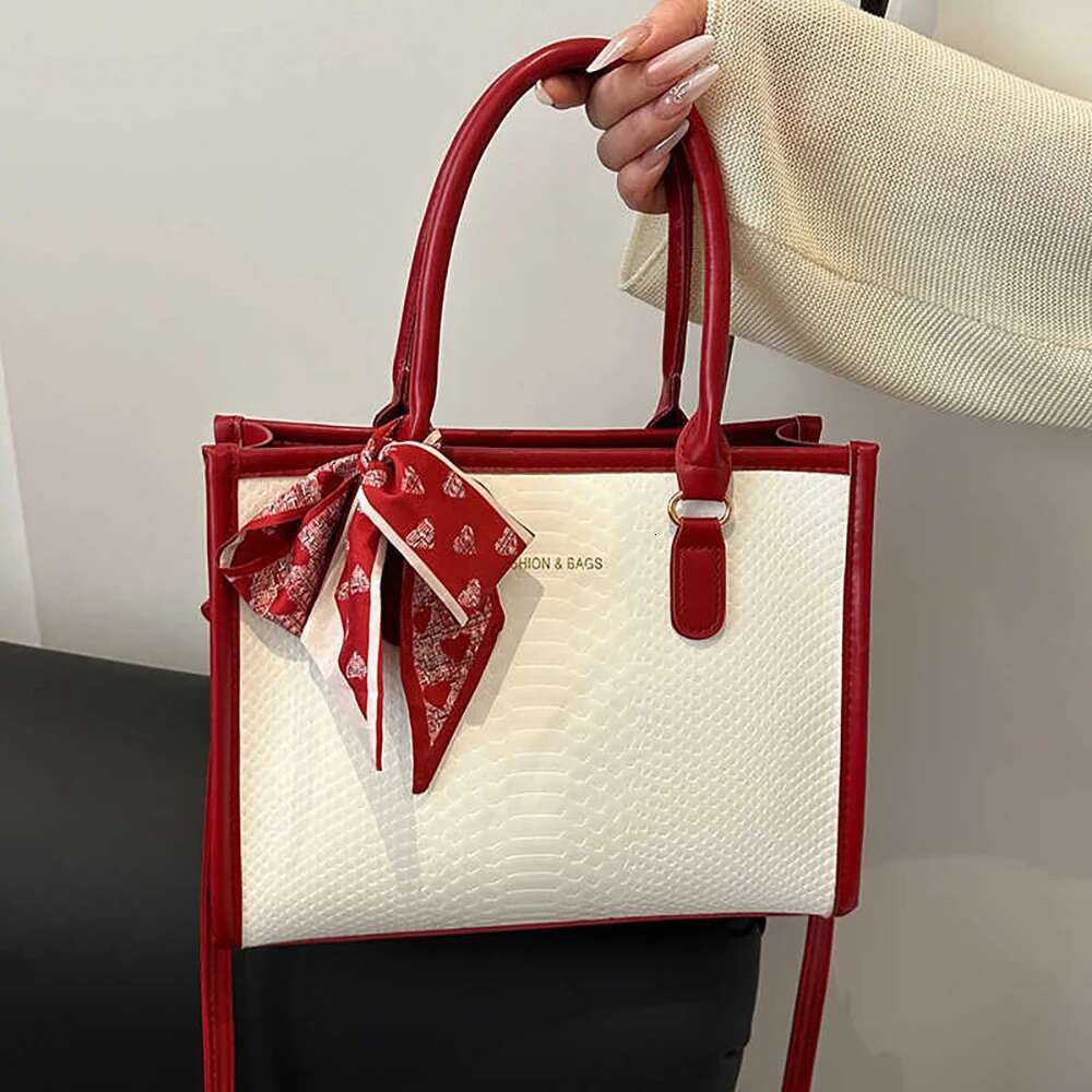 Stone Pattern Hand-Held Totes Bag For Women 2025 Contrast Color Single Shoulder Bags Versatile Square Crossbody Lady Pack