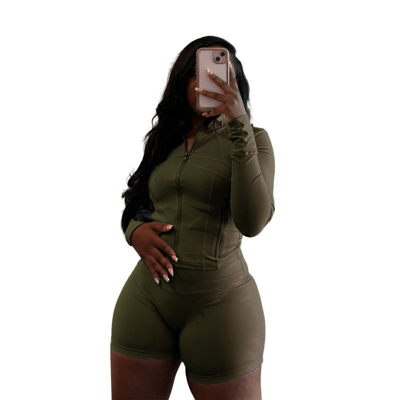 Women Tracksuits Two Pieces Set 2025 New Fashion Sports Leisure Sexy Tight Long Sleeve Shorts Sportwear 16 Colours