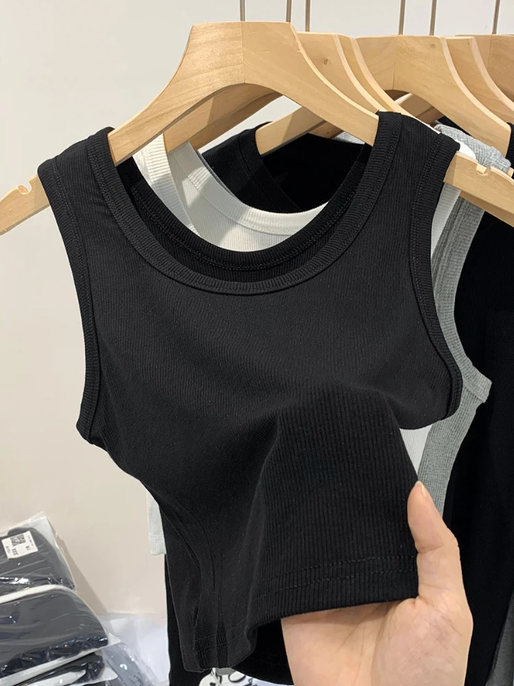2025 Womens Soft Top Summer Tight Sexy Tank Knitted Bottom Sleeveless 250506