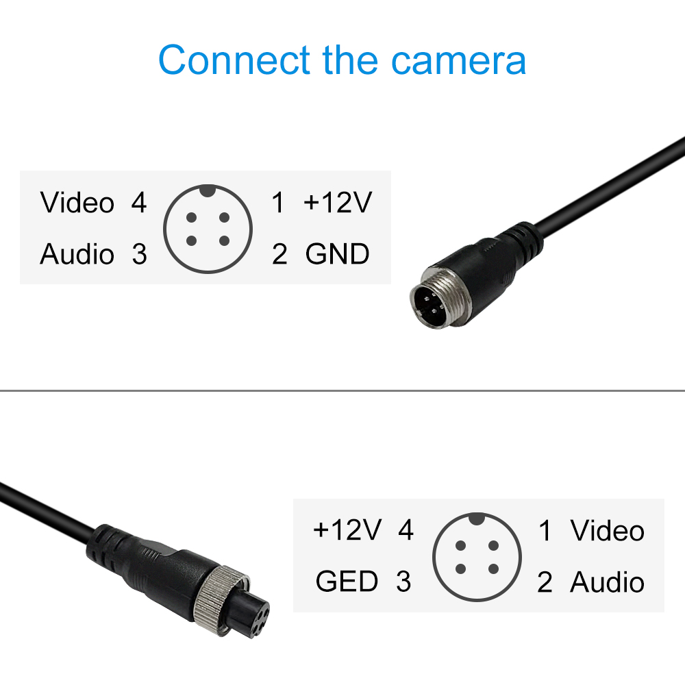 Auto 4-pin Aviation Video Extension Cable RV Reversing Monitor CCTV System Car Video Extension wire