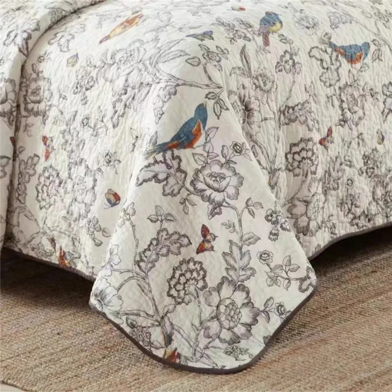 Bedding Sets 4Pcs Vintage French Printing Lace Ruffles Princess Set Milk Velvet Warm Quilt Cover Bed Skirt Bedspread Pillowcases 26AJA